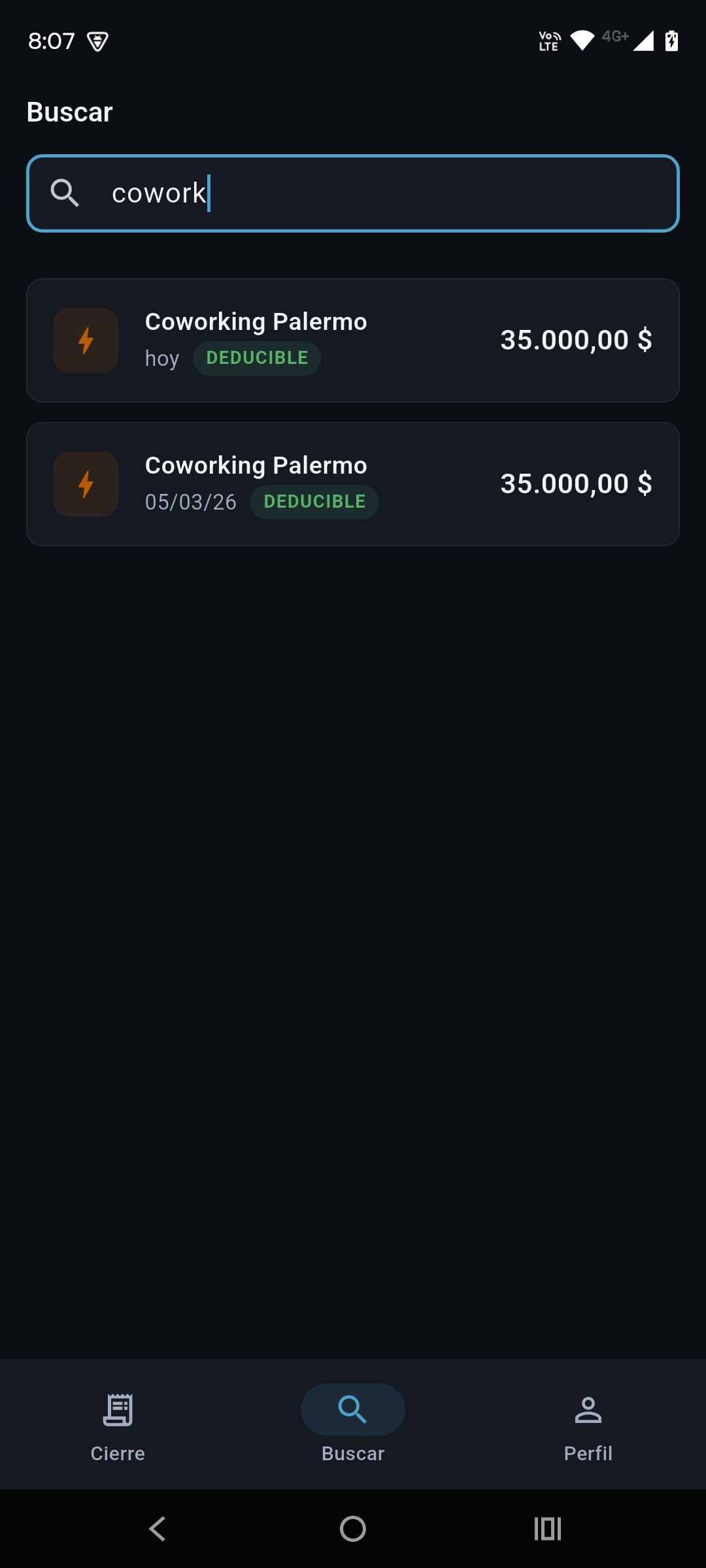 Búsqueda de comprobantes por comercio o monto